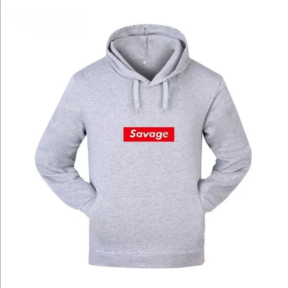 Supreme Style Savage Hip Hop Hoodie Light Gray